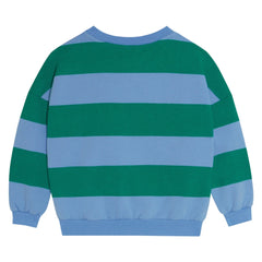 The Campamento Oversized Trui Groen en Lichtblauwe Streep