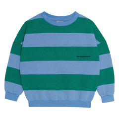 The Campamento Oversized Trui - Groen en Lichtblauwe Streep