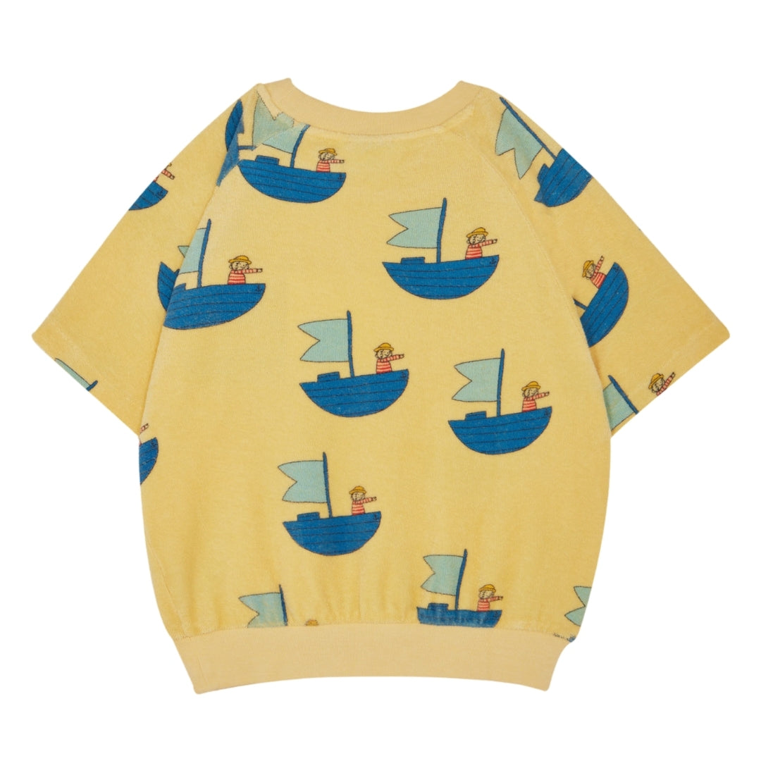 The Campamento Trui Korte Mouw Sailor Zeilbootjes - Geel