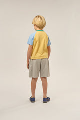 The Campamento Tshirt Color Block Geel/Lichtblauw