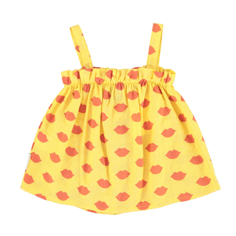 Piupiuchick Top With Straps - Yellow With Red Lips