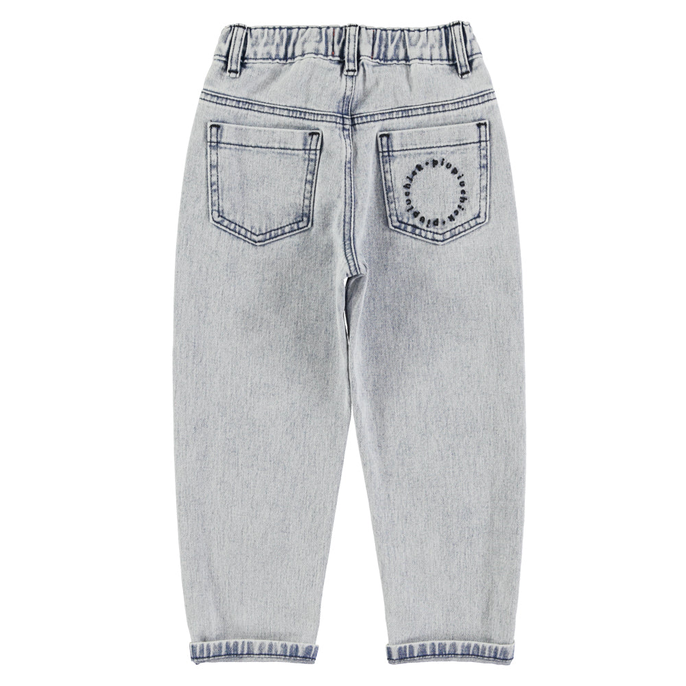 Piupiuchick Unisex denim trousers Washed light blue denim