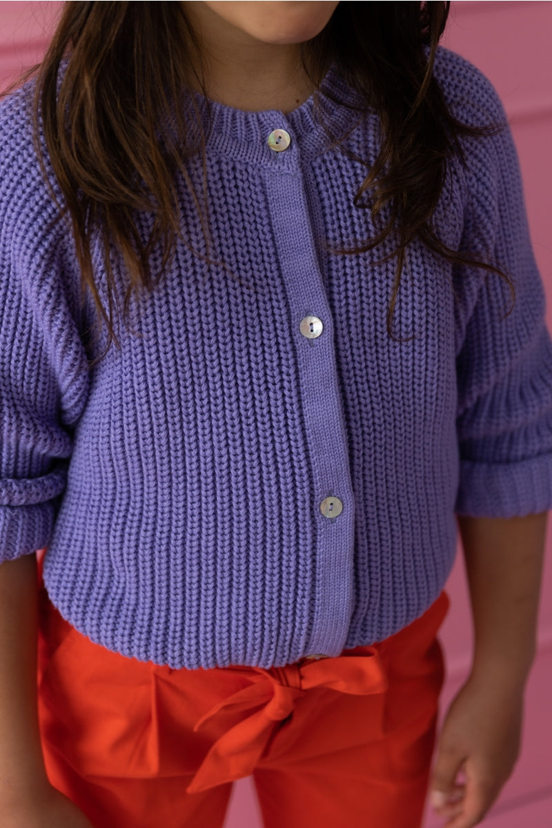 Yuki Chunky Knitted Cardigan - Purple