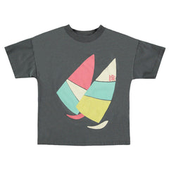 Lötiekids Wide Fit Tshirt Sails - Anthracita | baby kids conceptstore, duurzame kinderkleding, duurzame babykleding
