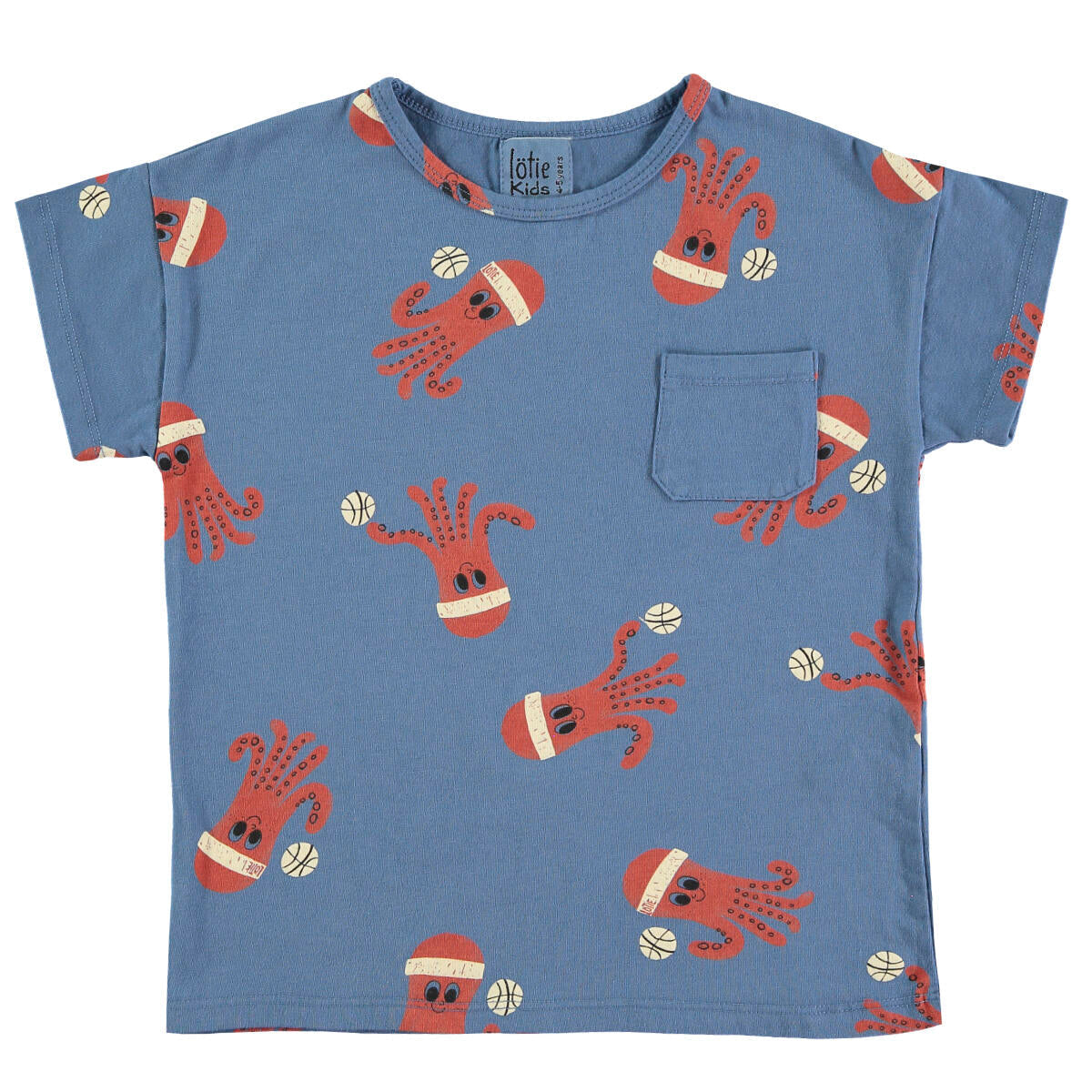 Lötiekids Tshirt Short Sleeve Octopuses - Blue | baby kids conceptstore, duurzame kinderkleding, duurzame babykleding