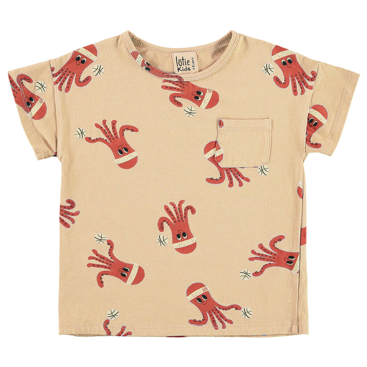 Lötiekids Tshirt Short Sleeve Octopuses - Latte | baby kids conceptstore, duurzame kinderkleding, duurzame babykleding