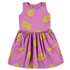 Lötiekids Dress Sleeveless Pockets Moons - Fucsia | baby kids conceptstore, duurzame kinderkleding, duurzame babykleding