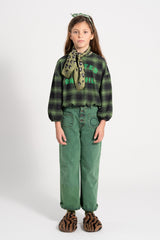 Piupiuchick Flare trousers Washed green denim