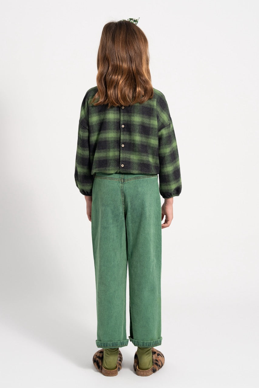 Piupiuchick Flare trousers Washed green denim