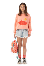 Piupiuchick Sweatshirt - Coral With Lips Print