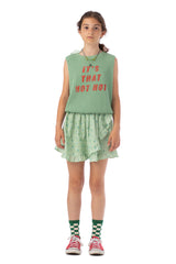 Piupiuchick Sleeveless Top - Green With "Hot Hot" Print