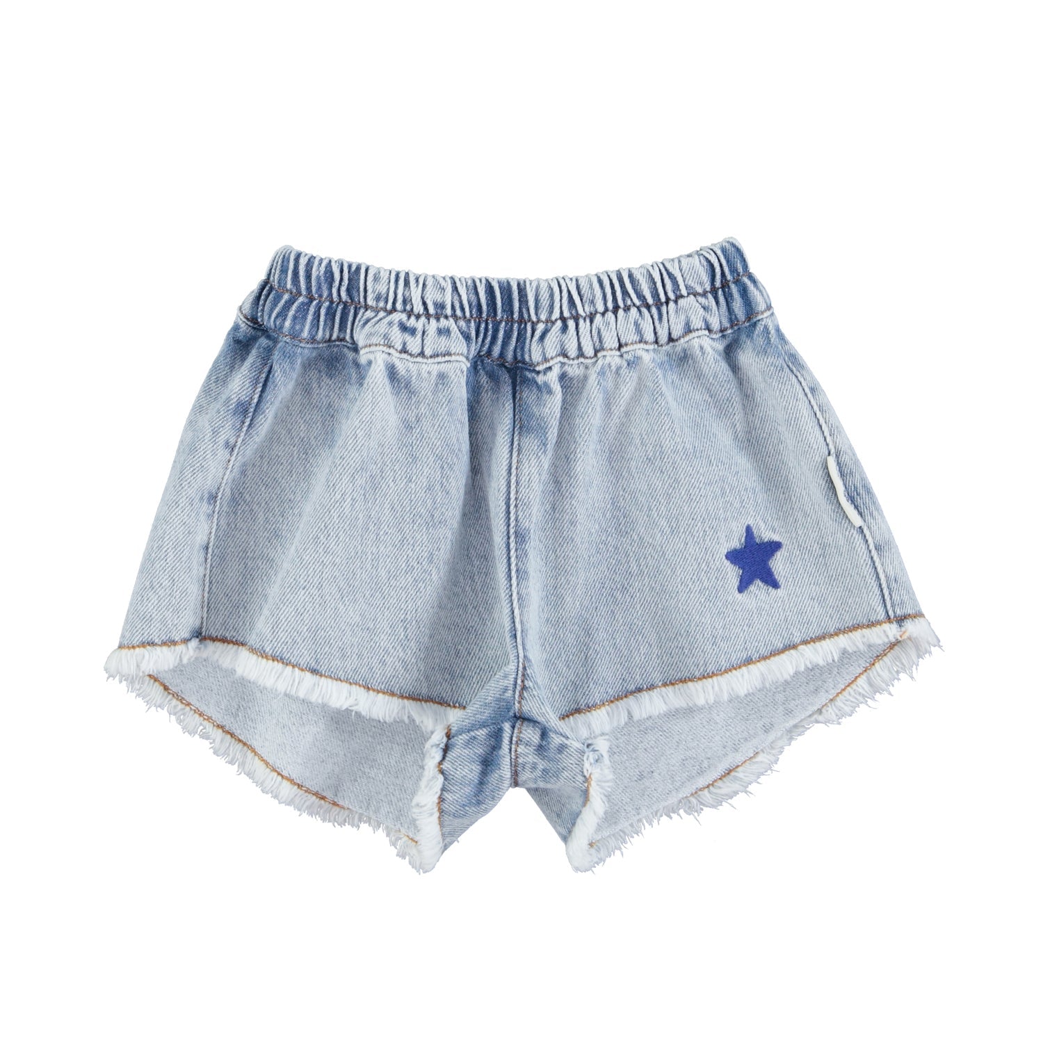 Piupiuchick Korte Broek Franjes | verwassen blauw - denim