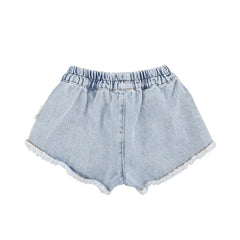 Piupiuchick Korte Broek Franjes | verwassen blauw - denim