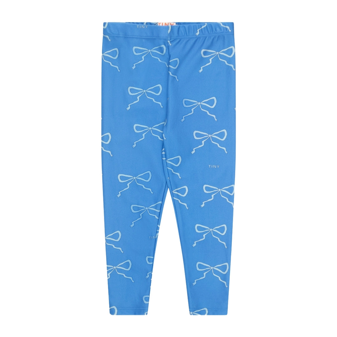 tinycottons glimmende legging blauw met strikkenmotief