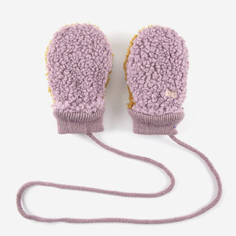 Bobo Choses Baby Color Block lavander sheepskin gloves - Pink | Dream out Loud