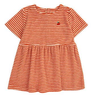 Bobo Choses Baby Orange Stipes terry dress | baby & kids conceptstore | duurzame kinderkleding, duurzame babykleding