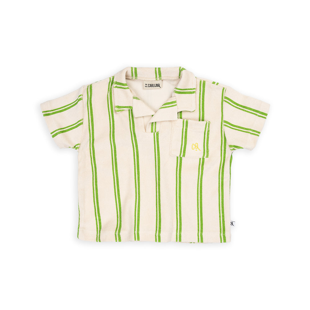 CarlijnQ Stripes green - loose fit polo with embroidery | baby kids conceptstore, duurzame kinderkleding, duurzame babykleding