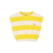 CarlijnQ Stripes yellow - balloon top with summer embroidery | baby kids conceptstore, duurzame kinderkleding, duurzame babykleding