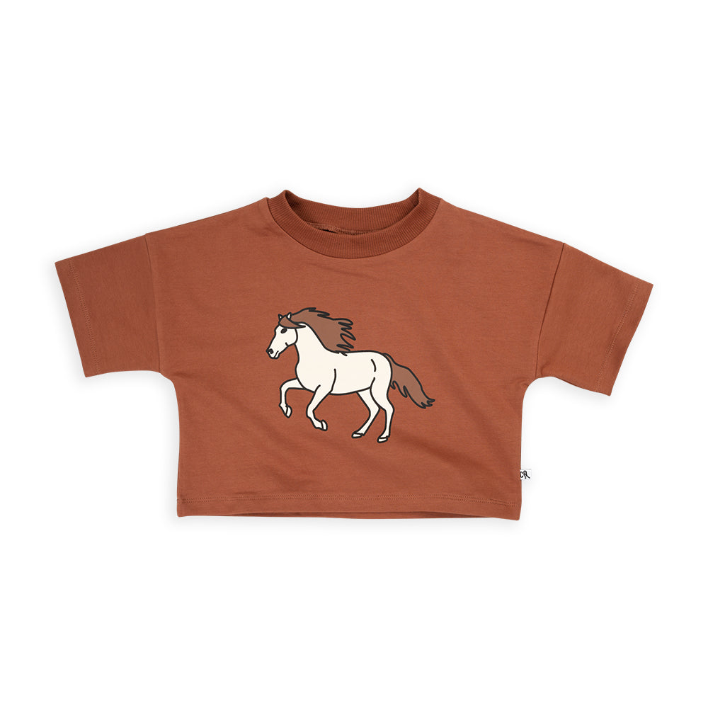 CarlijnQ Wild horse - cropped shirt with print | baby kids conceptstore, duurzame kinderkleding, duurzame babykleding
