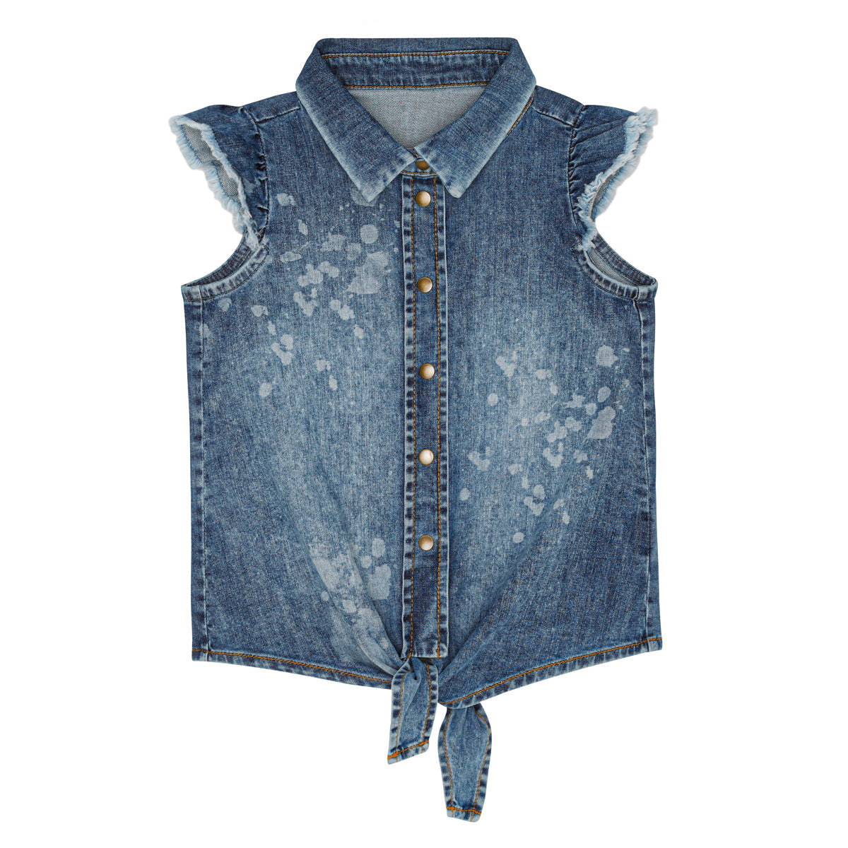 Little Hedonist Sleeveless Shirt Jenny Denim Bleached Stains | Dream out Loud