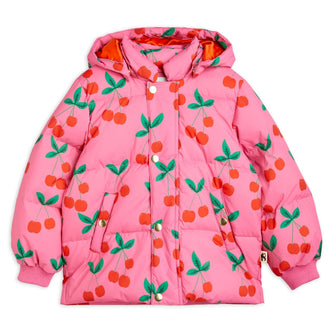 MINI RODINI - Cherries aop puffer jacket - Pink | Dream out Loud