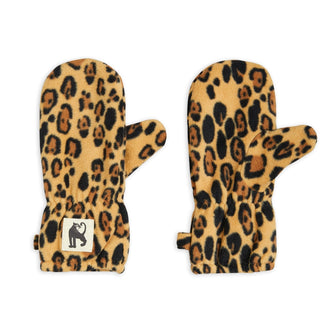 MINI RODINI - Leopard fleece mittens - Beige | Dream out Loud