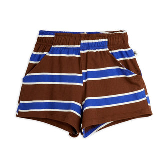 MINI RODINI Stripe Aop Shorts - Brown | Nieuwe zomercollectie Mini Rodini | Duurzame kinderkleding