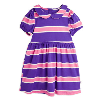 MINI RODINI Stripe Ss Dress - Purple | Nieuwe zomercollectie Mini Rodini | Duurzame kinderkleding