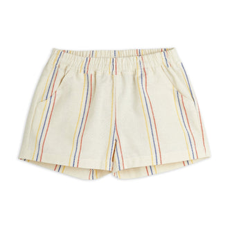 MINI RODINI Stripe Y/D Woven Shorts - Offwhite | Nieuwe zomercollectie Mini Rodini | Duurzame kinderkleding