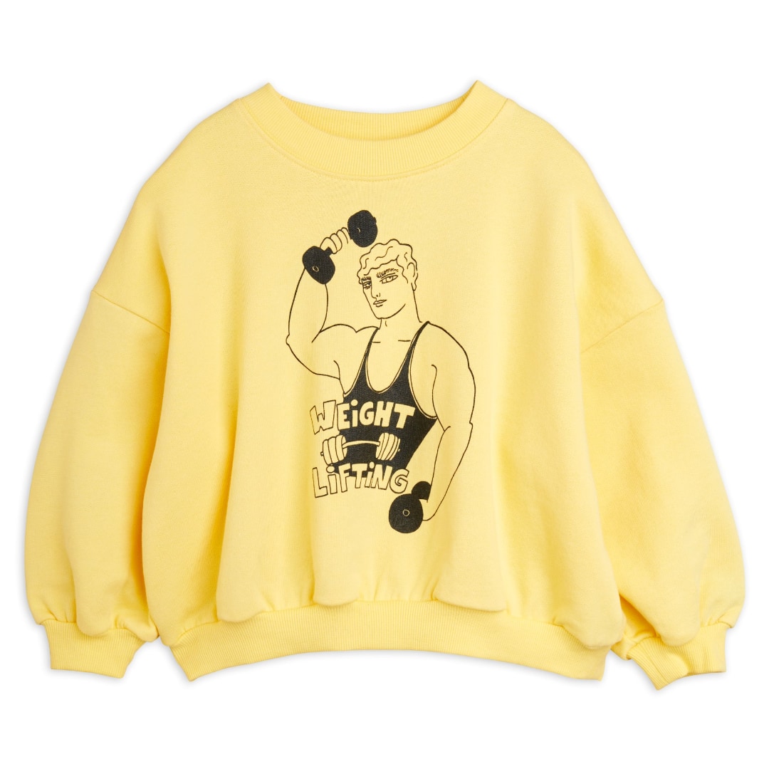 MINI RODINI Weight Lifting Sp Sweatshirt - Yellow | Nieuwe zomercollectie Mini Rodini | Duurzame kinderkleding