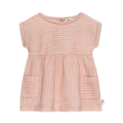 My Little Cozmo Gauze stripe baby dress - Terracotta | Dream out Loud