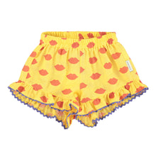 Piupiuchick Shorts Withfrills - Yellow With Red Lips | baby kids conceptstore, duurzame kinderkleding, duurzame babykleding