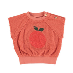 Piupiuchick Sleeveless Baby Sweatshirt - Terracotta Apple Print | baby kids conceptstore, duurzame kinderkleding, duurzame babykleding