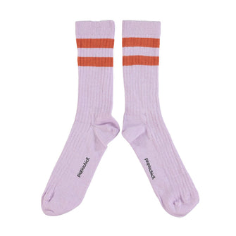Piupiuchick Socks - Lavender With Terracotta Stripes | baby kids conceptstore, duurzame kinderkleding, duurzame babykleding