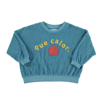 Piupiuchick Sweatshirt - Blue With "Que Calor" Print | baby kids conceptstore, duurzame kinderkleding, duurzame babykleding