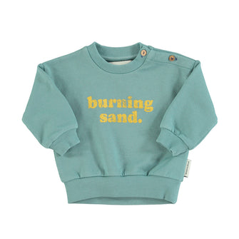 Piupiuchick Baby Sweatshirt - Green With "Burning Sand" Print | baby kids conceptstore, duurzame kinderkleding, duurzame babykleding