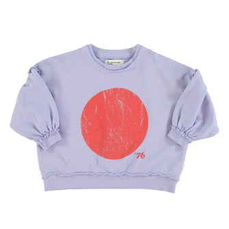 Piupiuchick Sweatshirt Balloon Sleeves - Lavender With Red Circle | baby kids conceptstore, duurzame kinderkleding, duurzame babykleding