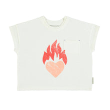 Piupiuchick T-Shirt - Ecru With Heart Print | baby kids conceptstore, duurzame kinderkleding, duurzame babykleding