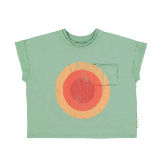 Piupiuchick T-Shirt - Green With Multicolor Circle Print | baby kids conceptstore, duurzame kinderkleding, duurzame babykleding