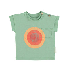 Piupiuchick Baby T-Shirt - Green With Multicolor Circle Print | baby kids conceptstore, duurzame kinderkleding, duurzame babykleding