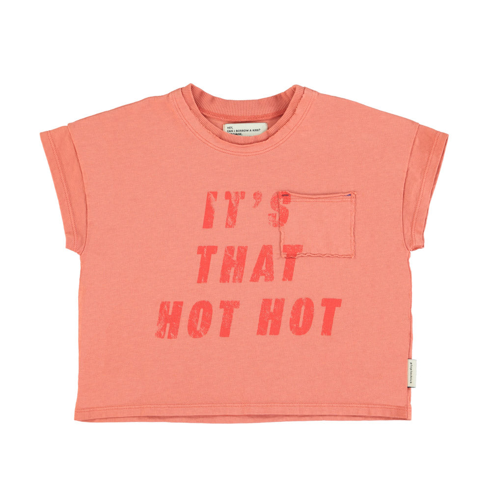 Piupiuchick T-Shirt - Terracotta With "Hot Hot" Print | baby kids conceptstore, duurzame kinderkleding, duurzame babykleding