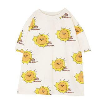 The Campamento Suns Allover Oversized Kids Tshirt - Ecru | baby kids conceptstore, duurzame kinderkleding, duurzame babykleding