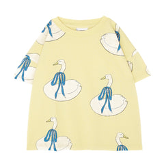 The Campamento Swans Allover Kids Tshirt - Yellow | baby kids conceptstore, duurzame kinderkleding, duurzame babykleding