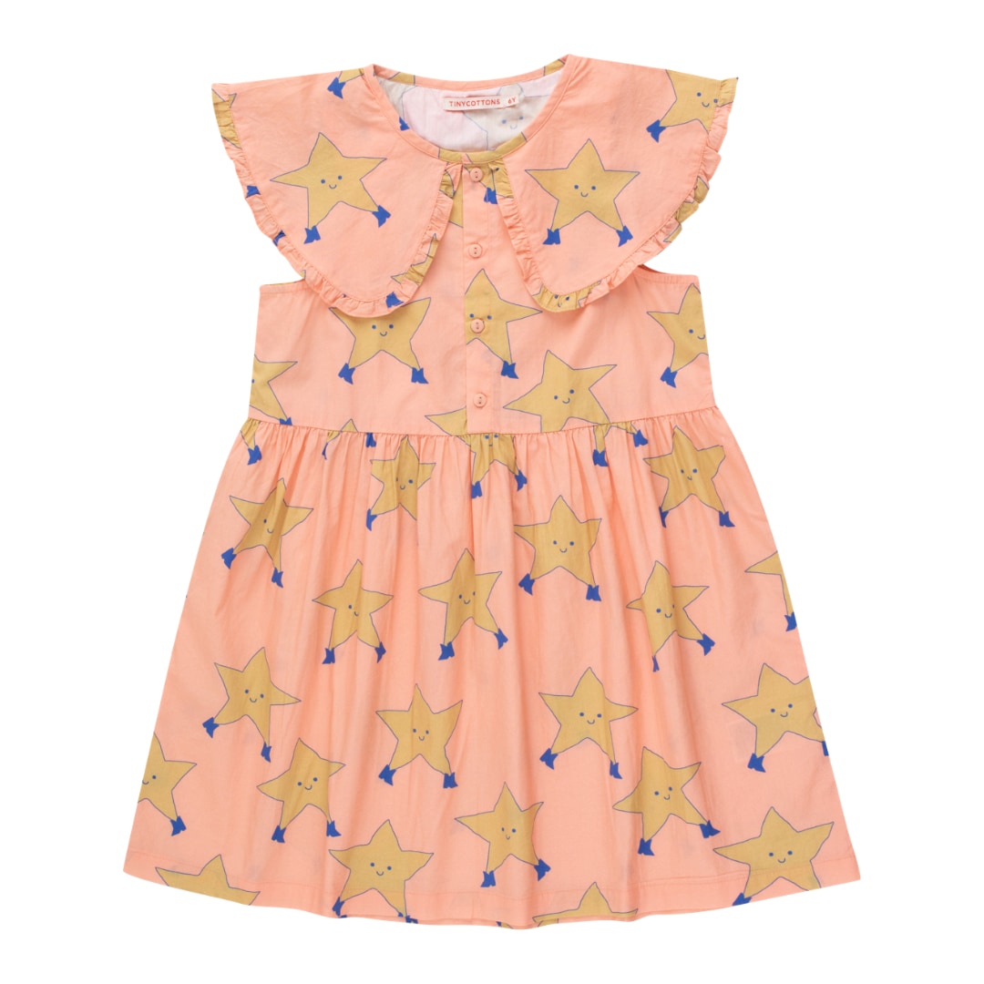 Tinycottons Dancing Stars Dress - papaya| baby kids conceptstore, duurzame kinderkleding, duurzame babykleding
