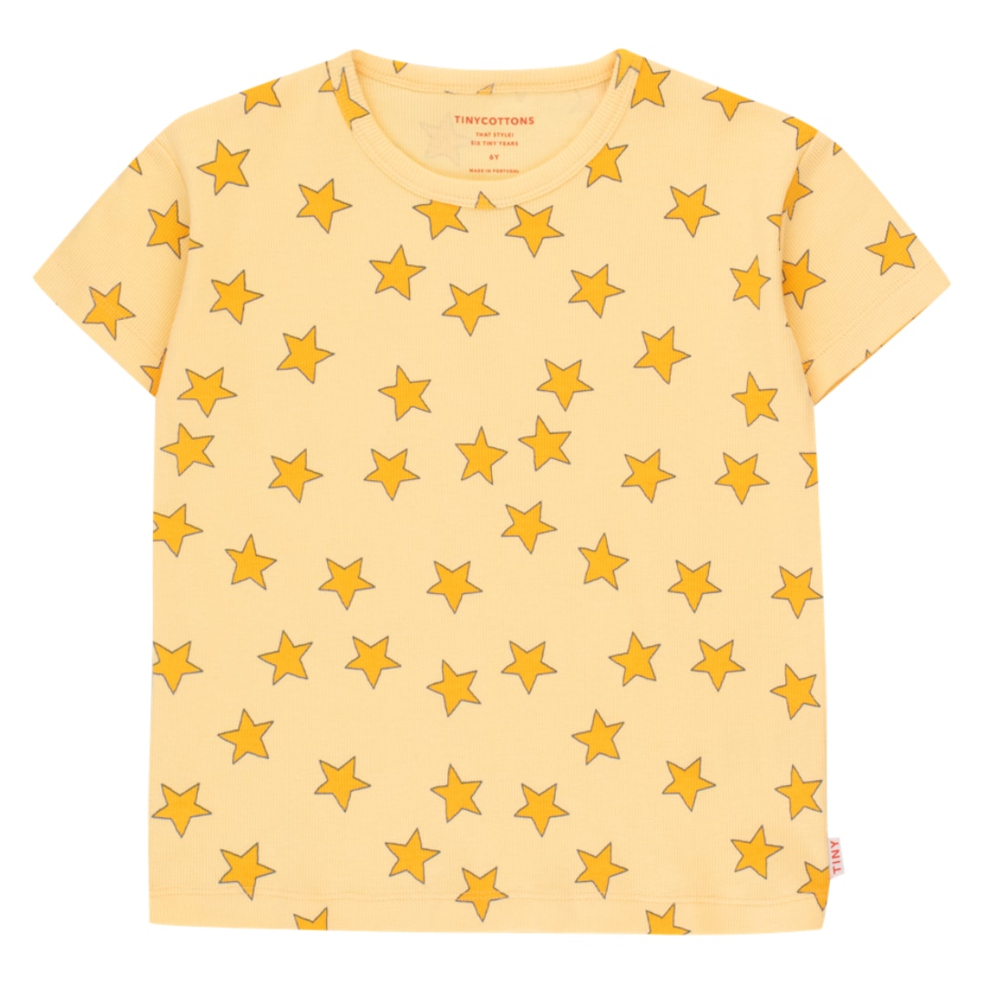 Tinycottons Stars Tee - mellow yellow| baby kids conceptstore, duurzame kinderkleding, duurzame babykleding