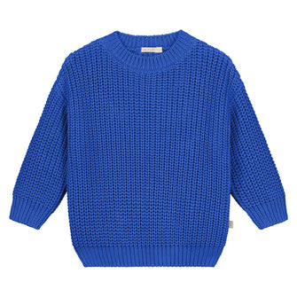 Yuki Chunky Knitted Sweater - Blueberry duurzame kinderkleding, gebreide trui, biologisch katoen