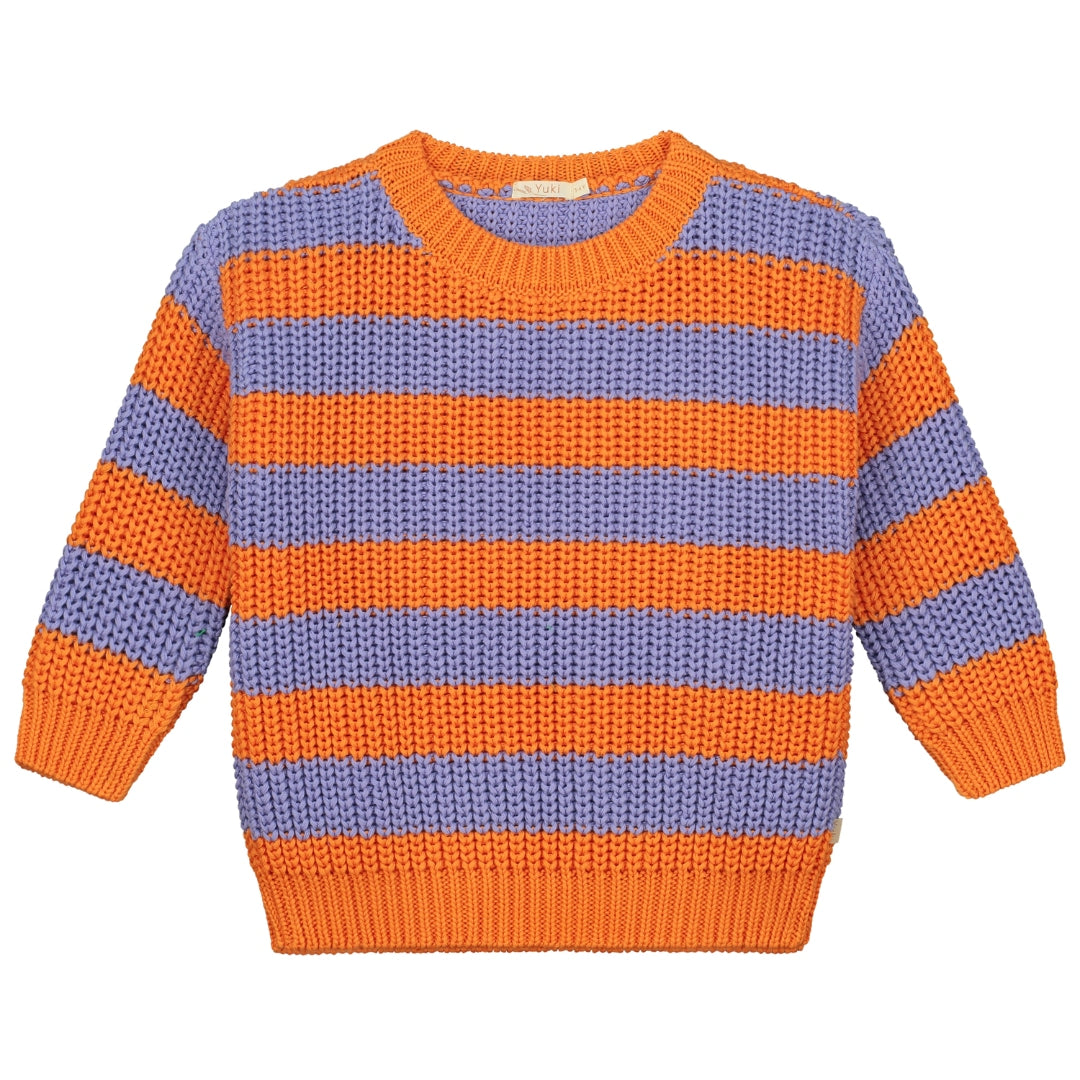 Yuki Chunky Knitted Sweater - Happy Stripes duurzame kinderkleding, gebreide trui, biologisch katoen