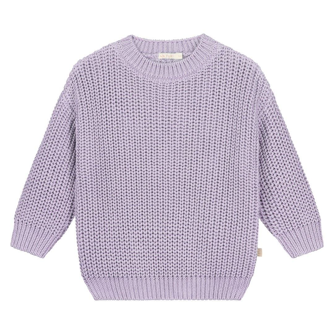 Yuki Chunky Knitted Sweater - Lilac duurzame kinderkleding, gebreide trui, biologisch katoen