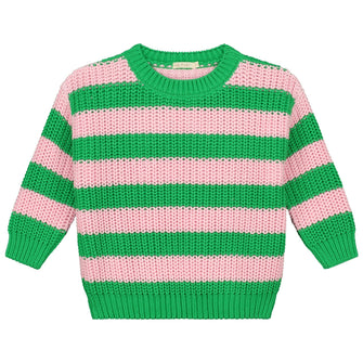 Yuki Chunky Knitted Sweater - Spring Stripes duurzame kinderkleding, gebreide trui, biologisch katoen