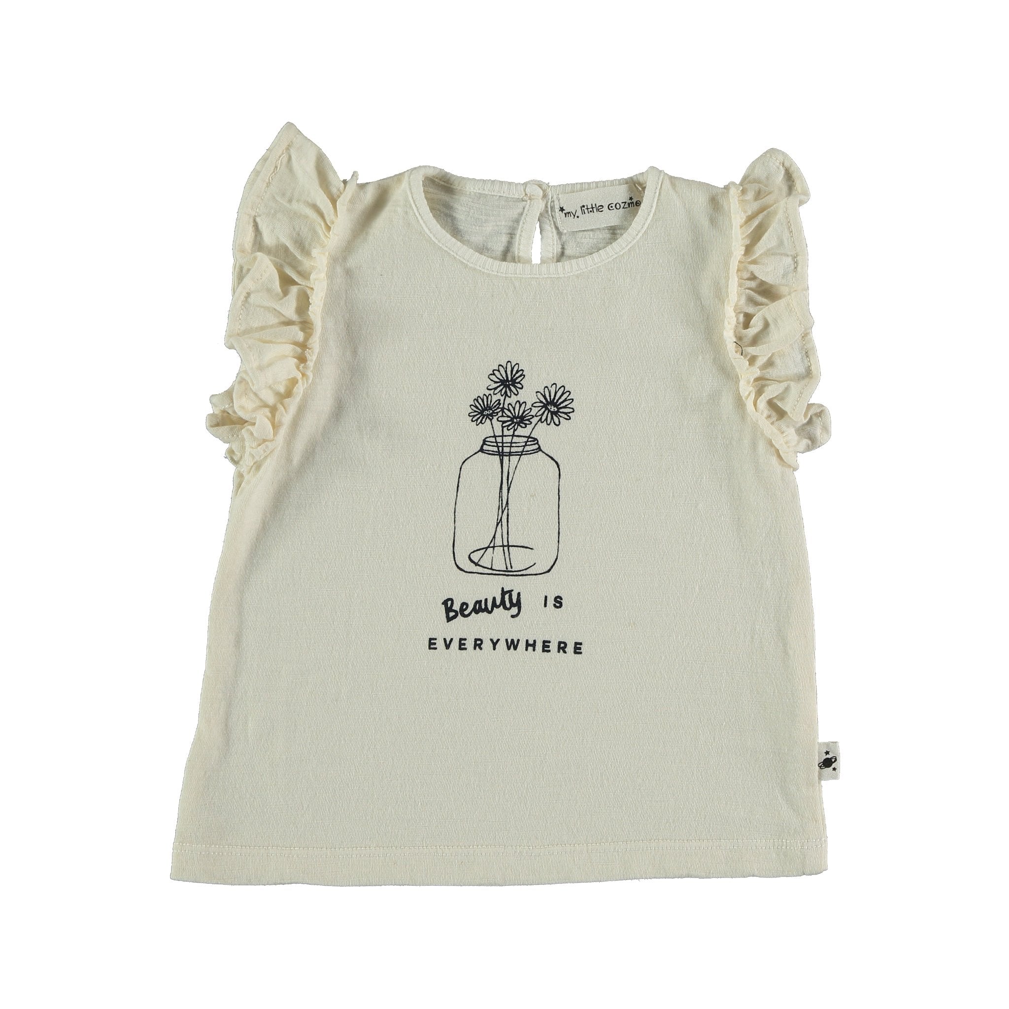 My Little Cozmo flame ruffled baby t-shirt ivory